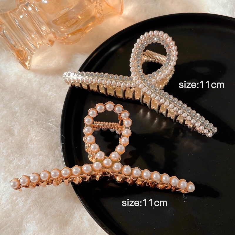 Kẹp Tóc Đính Đá Và Ngọc Trai Bằng Hợp Kim Thời Trang Hàn Quốc Sang Trọng Cho Nữ