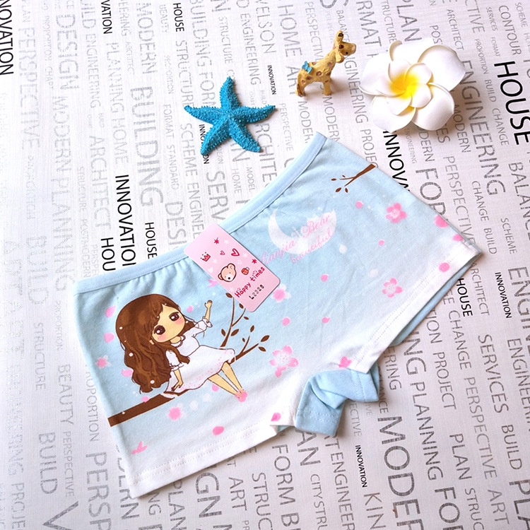 Quần chíp đùi cho bé gái in hoạt hình dễ thương quần lót chất liệu cotton size M