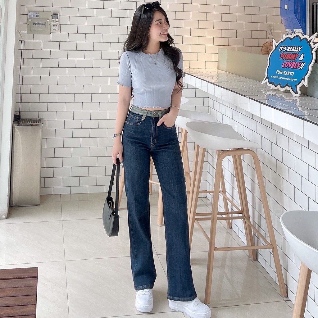 QUẦN JEANS ỐNG SUÔNG BASIC ZAREEN JEA119 XANH ĐẬM