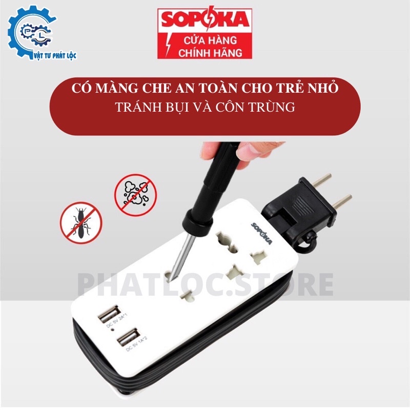 Ổ cắm điện ổ điện thông minh SOPOKA Q2U Q4U tích hợp cổng USB tiện lợi