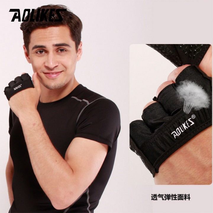 Sửa Găng tay thể thao xỏ ngón silicone chống trượt cao cấp chính hãng Aolikes AL111  chinhhang