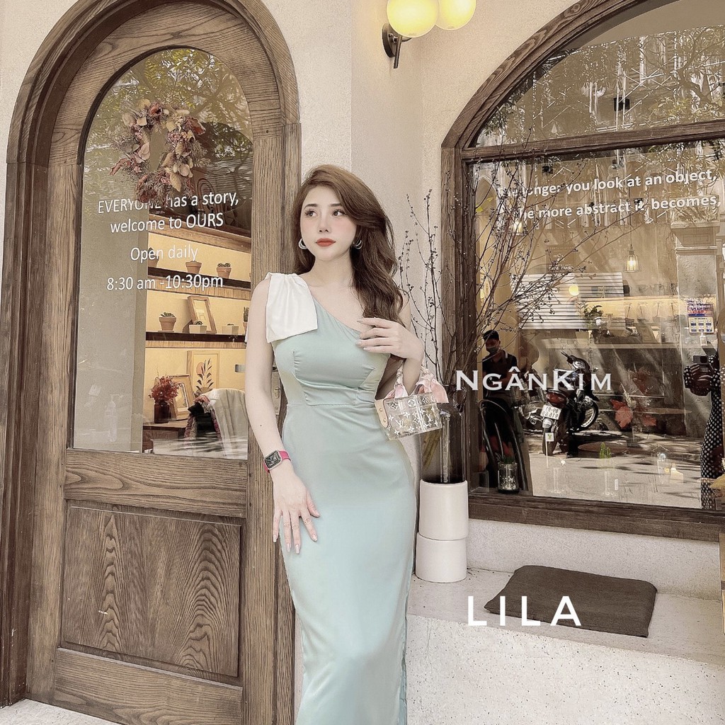 váy ôm body đầm chéo vai lụa xẻ tà- mã A008- Thời trang thiết kế | BigBuy360 - bigbuy360.vn