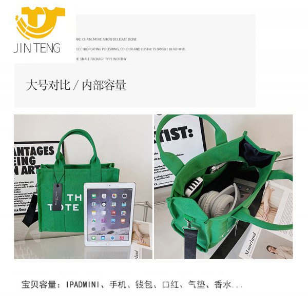 Túi Xách Vải Canvas Màu Trơn In Chữ Cỡ Lớn 2022 Thời Trang Cho Nữ