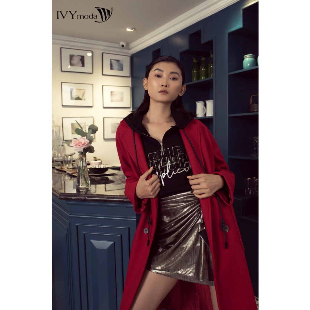 Áo khoác dạ nữ tay liền IVY moda MS 71M5104