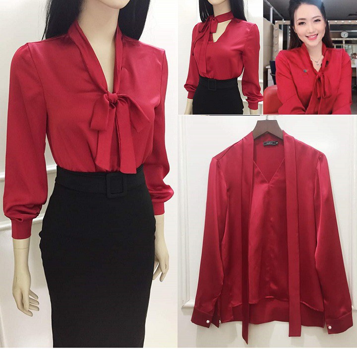 Áo Sơ Mi Nữ Công Sở GIÁ SỈ Cổ Cột Dây Nơ Nhiều Kiểu | BigBuy360 - bigbuy360.vn