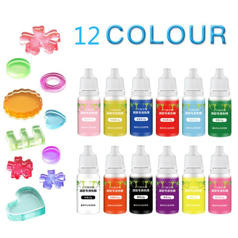 12 lọ màu nhuộm Epoxy Resin Uv trong suốt không phai chuyên nghiệp