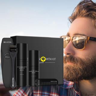 4 Pcs/set Men Beard Growth Kit Face Hair Growth Enhancer Thicker Essence