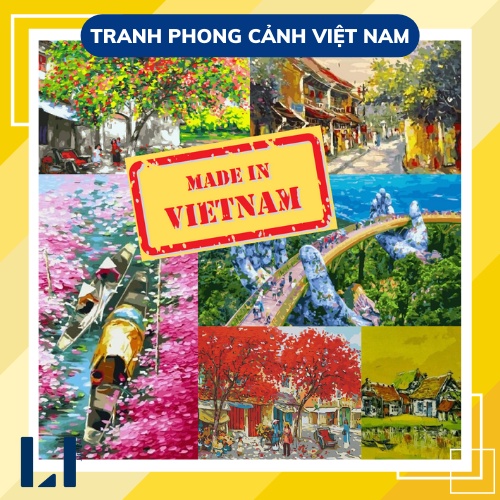 Tranh tô màu theo số phong cảnh Việt Nam, Hà Nội, Đà Nẵng, Hội An - Tranh sơn dầu số hóa có khung LIM Art