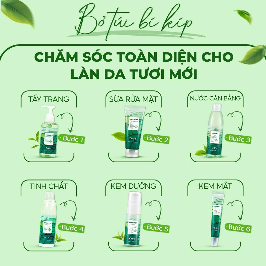 Bộ 7 Sản Phẩm Chăm Sóc Và Dưỡng Ẩm Da Toàn Diện Trà Xanh Ottie Green Tea Super Skincare Set 7 Sản Phẩm