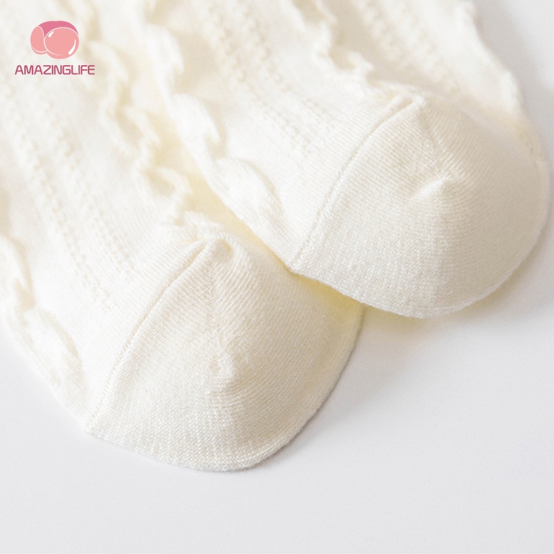 Vớ Trắng Thoáng Khí Co Giãn Mềm Mại Thân Thiện Với Làn Da Hình Gấu Dễ Thương Phong Cách Ngẫu Nhiên Mùa Hè Cho Nữ