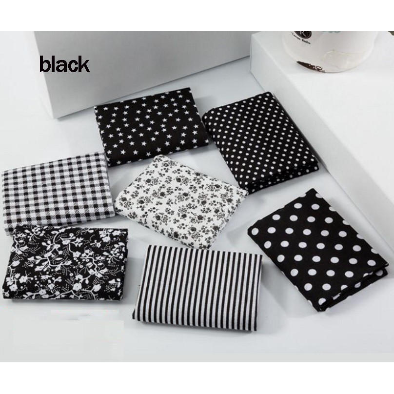 Vải Cotton 50cm * 150cm Màu Đen In Họa Tiết Làm Thủ Công