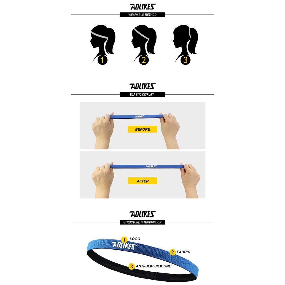 Băng Đô Thể Thao Chặn Mồ Hôi Headband Chính Hãng Aolikes