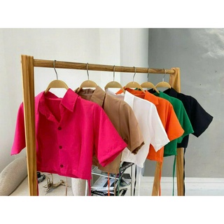 (Video thật) Áo Croptop Cổ Trụ Cột Dây Nút