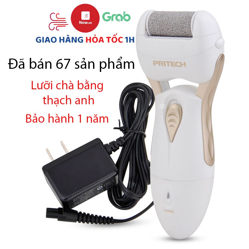 Máy chà gót chân tẩy tế bào chết, da chết PRITECH kèm 3 lưỡi chất liệu lưỡi thạch anh