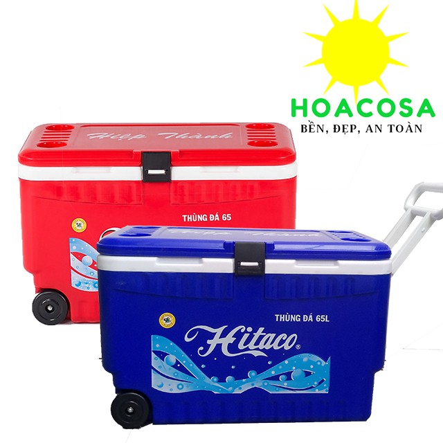 Thùng Đá Nhựa 65 Lít (65L) Hitaco ( Nhựa Hiệp Thành) - Có Bánh xe, Vòi Xả Tiện Lợi- Đồ Gia Dụng Hoacosa.