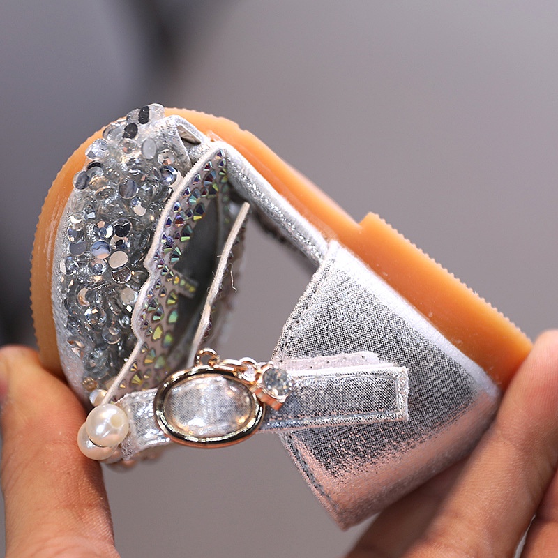 Giày nơ đế bằng đính đá lấp lánh siêu xinh cho bé gái