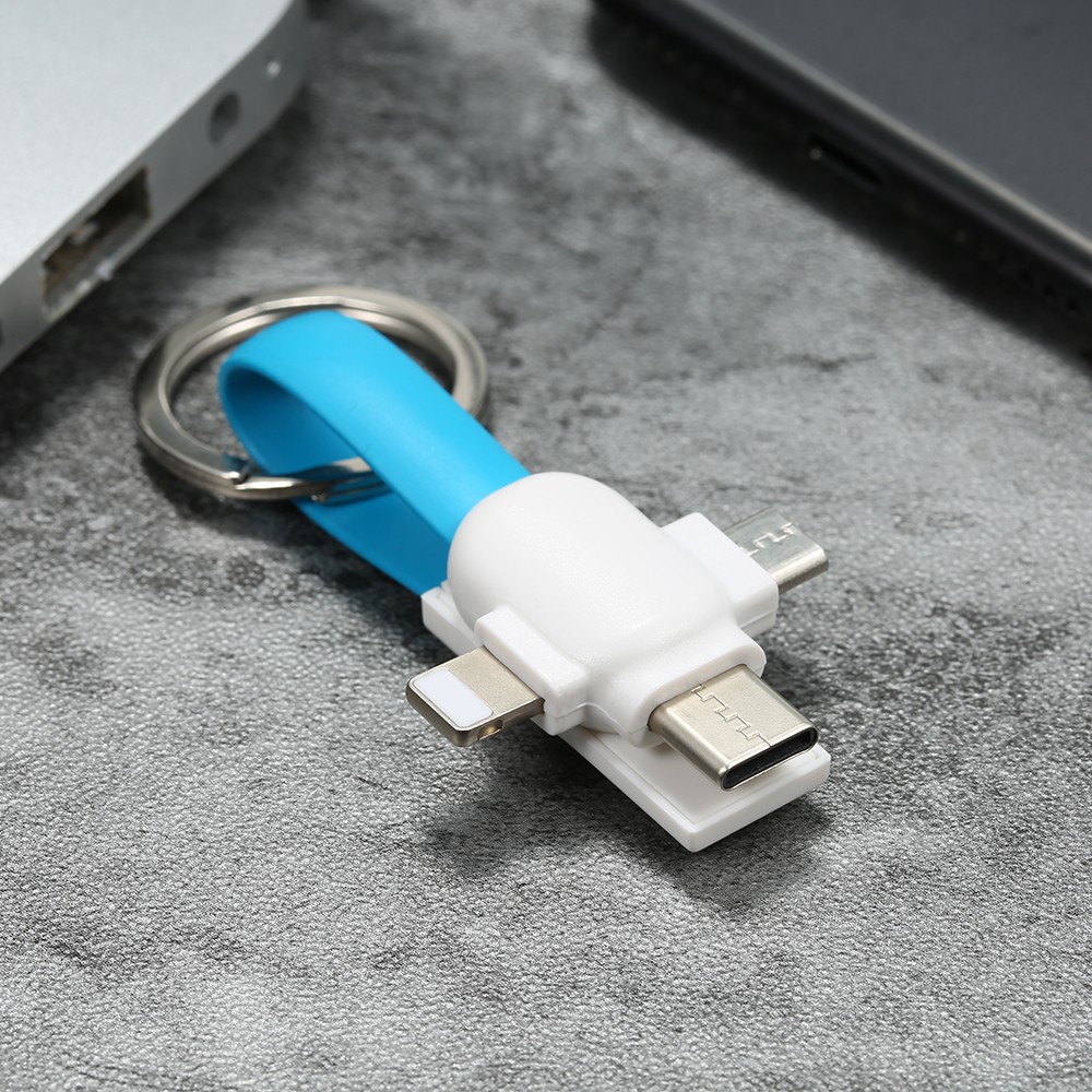 Ê 3 in 1 Key Chain Charging Cable Sync Magnetic Data Cable Mini Portable Mobile Phone Charger for iPhone Android Type-C