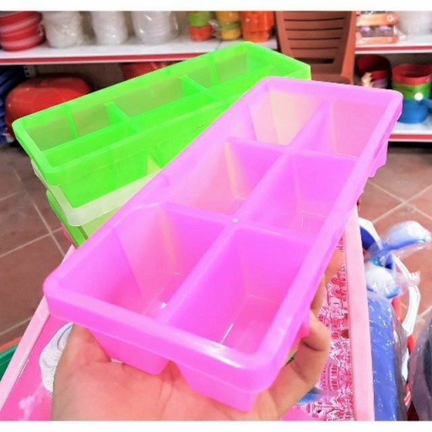khuôn làm đá 6 viên to, khay làm đá nhựa dẻo Việt Nhật 6961
