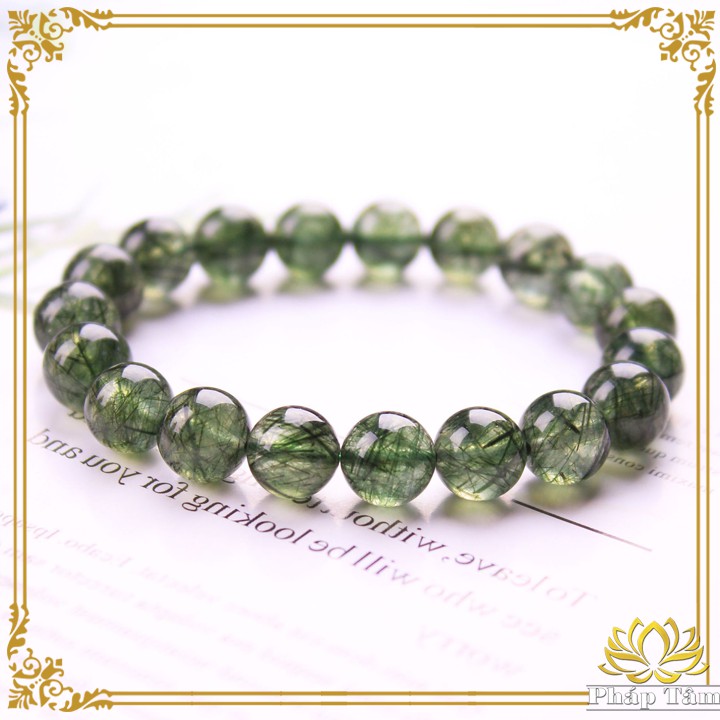 Vòng Tay Phong Thủy Đá Thach Anh Tóc Xanh Cao Cấp - Tâm Phong Thủy
