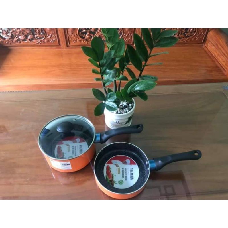 Combobộ nồi chảo chống dính elmich 3 lớp vân đá siêu bền-đáy từ sử dụng trên mọi loại bếp
