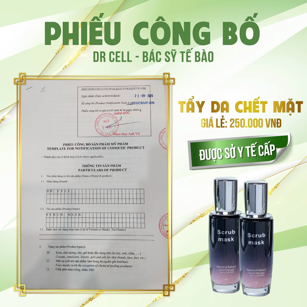 Tẩy Da Chết Scrubs Mask Dr Cell, Giúp Da Trắng Sáng Và Tăng Độ Hấp Thụ Dưỡng Chất 100ml - CL24