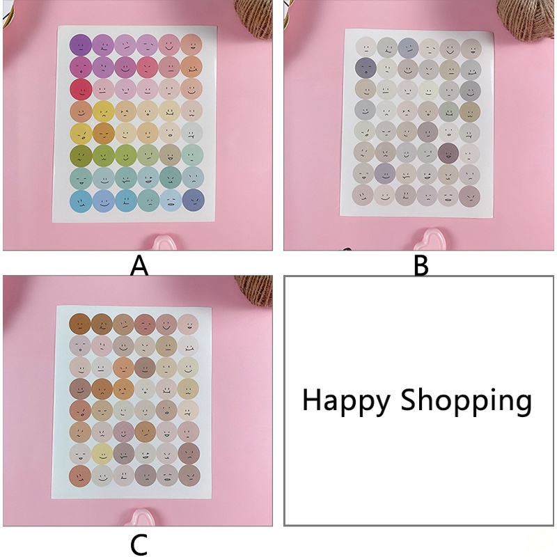 Hoạt Hình Sticker Dán Trang Trí Hình Tròn Họa Tiết Biểu Cảm Nhiều Màu