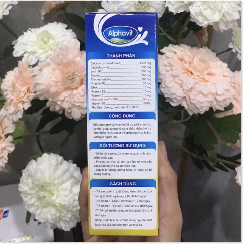 Alphavit Calci Nano tăng cường canxi cho hệ xương chắc khỏe bé thông minh cho bé hộp 20 ống, sản phẩm có nguồn gốc xuất