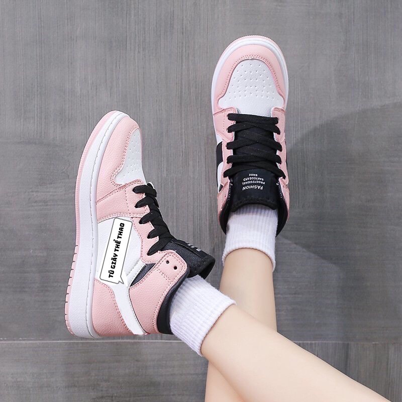 Giày 𝐍𝐢𝐤𝐞 𝗷𝗼𝗿𝗱𝗮𝗻 𝟭 Hồng Trắng Cổ Cao - Giày Sneaker Nam Nữ Thể Thao Cổ Thấp Thời Trang Cao Cấp