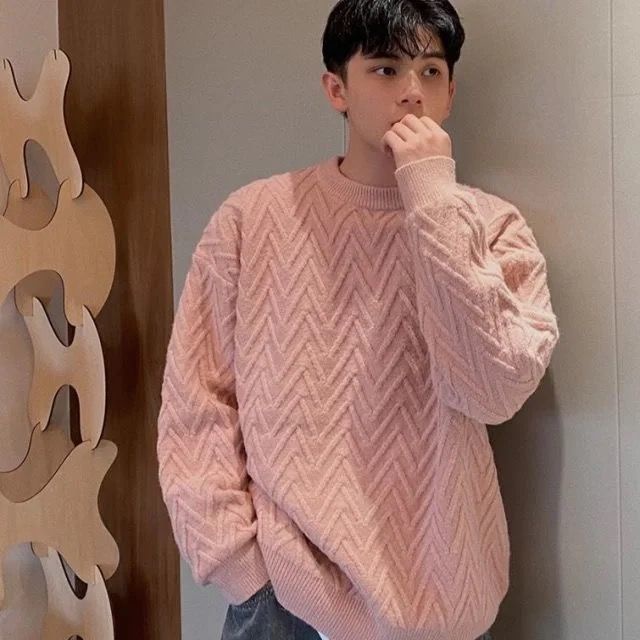 Áo Sweater Dáng Rộng Cổ Tròn Màu Sắc Đơn Giản Cho Nam