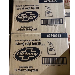 Nguyên thùng nước rửa tay Lifebuoy 500g (1 thùng/12 chai)