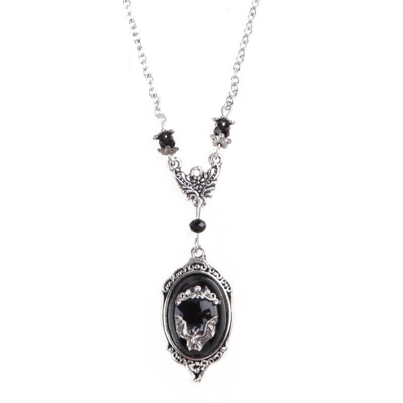 Set Vòng Cổ Kèm Nhẫn Và Bông Tai Màu Đen Phong Cách Gothic Punk Ma Cà Rồng Cho Nữ