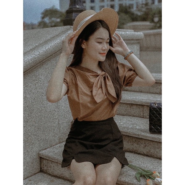 Áo Sơ Mi Cổ Nơ Hàn Quốc Thiết Kế Cực Xinh( Hàng Cao Cấp Hình Shop Tự Chụp) 🧡 | BigBuy360 - bigbuy360.vn