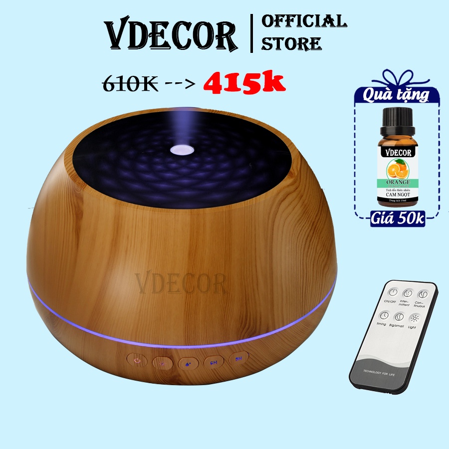 Máy Xông Tinh Dầu VDECOR Có Tích Hợp Loa Bluetooth 1000ml  | Bảo hành 12 tháng 1 đổi 1 trong 14 ngày