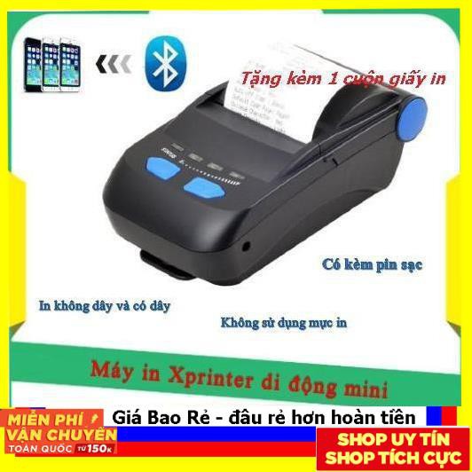 [Mã 229ELSALE hoàn 7% đơn 300K] Máy in hóa đơn nhiệt mini Xprinter XP-P300 (k58, Bluetooth, di động)