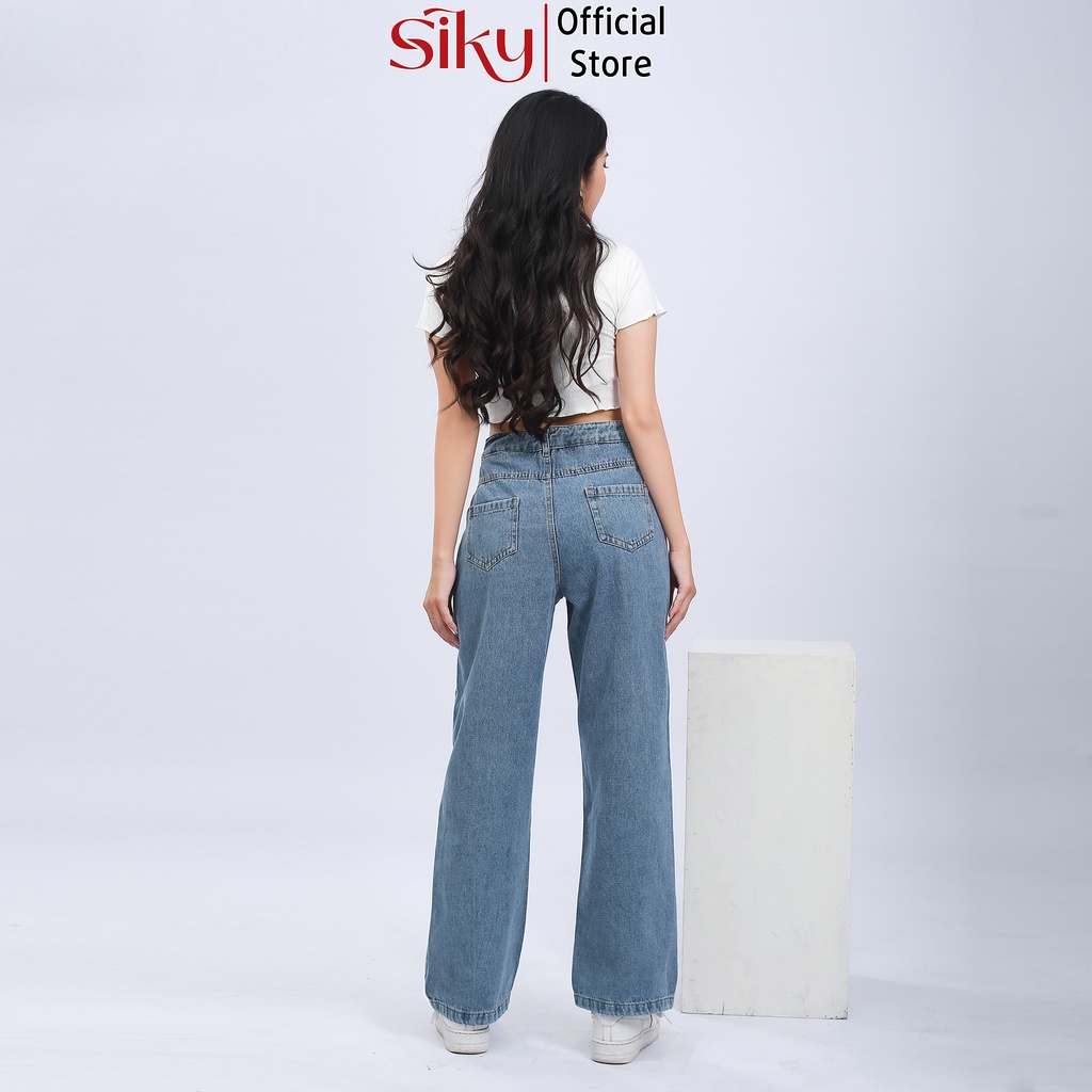 Quần jeans nữ SIKY ống rộng cao cấp - 3132