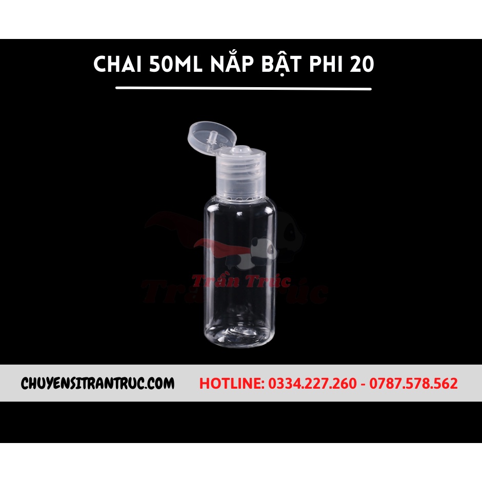 Chai nhựa pet nắp bật trong suốt 50ml