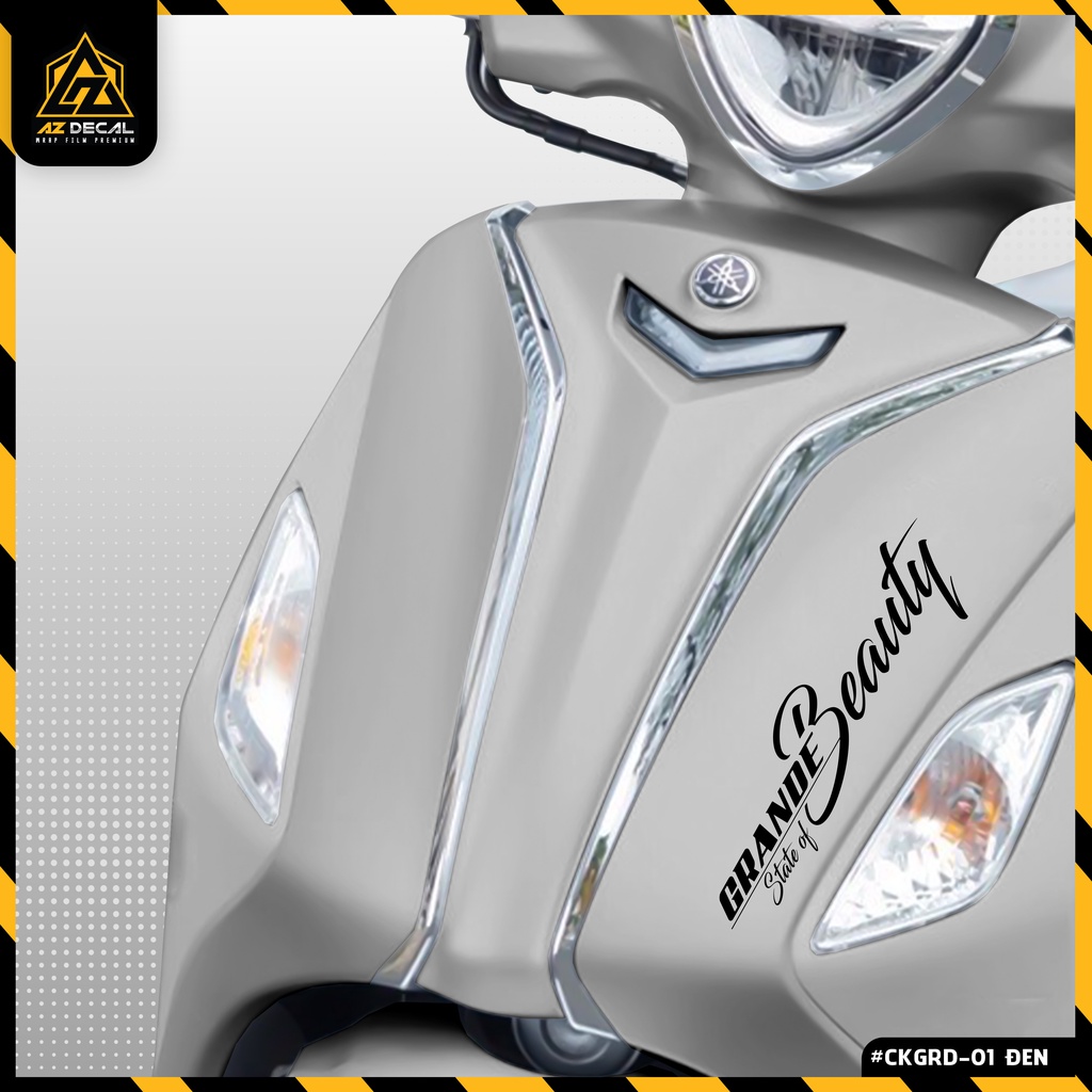 Tem Xe Yamaha Grande Đẹp Chữ State Of Beauty | CKGRD-01 | Decal Trang Trí Grande, Cắt Sẵn Dễ Dán