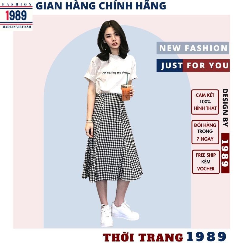 set áo và chân váy 🌺váy nữ hàn quốc xinh dễ thương DEJU áo kèm chân váy kẻ caro ,ulzzang ,TIỆM 1989