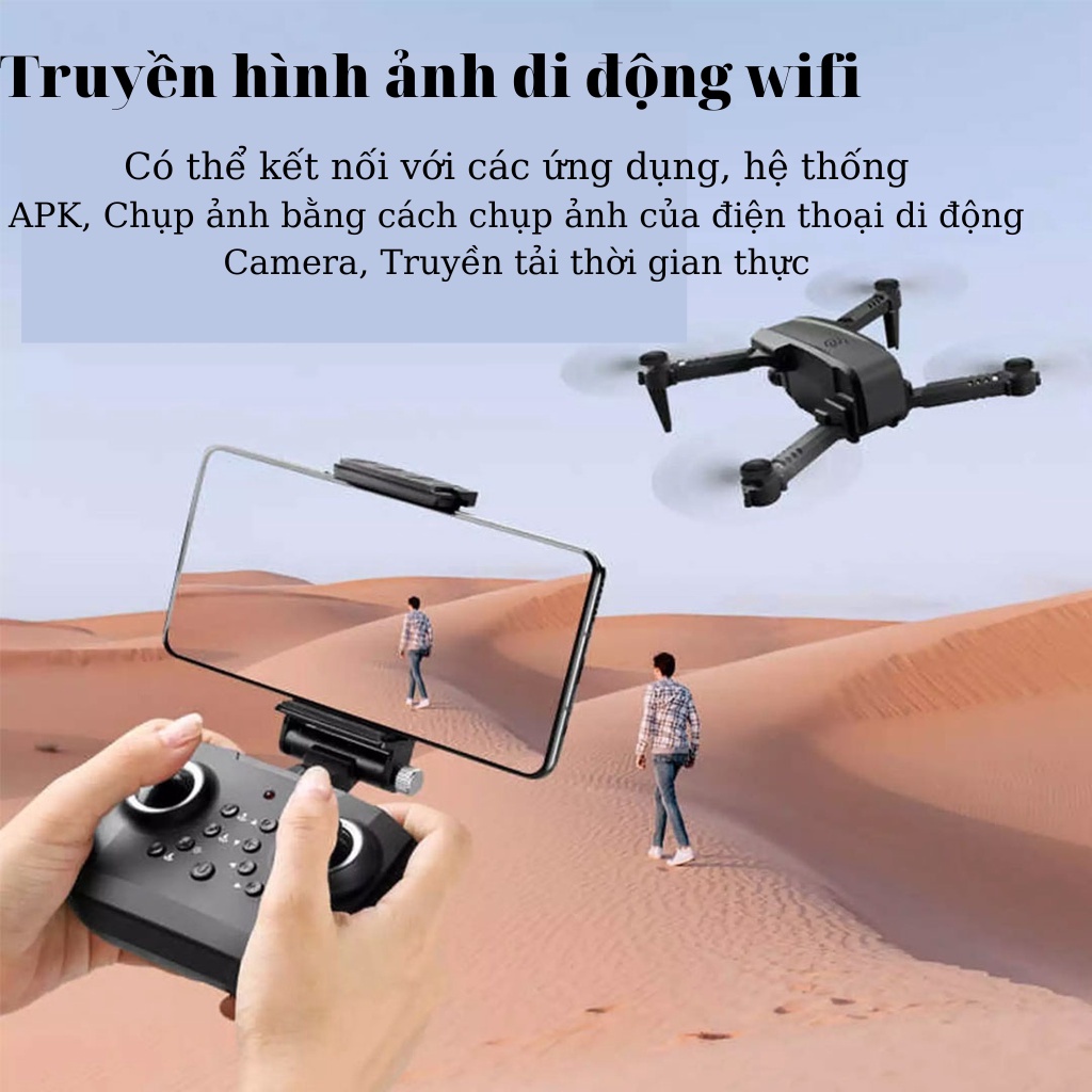 Máy bay flycam giá rẻ, Drone mini camera 4k truyền ảnh trực tiếp, bay ổn định, chống rung quang học, pin siêu trâu