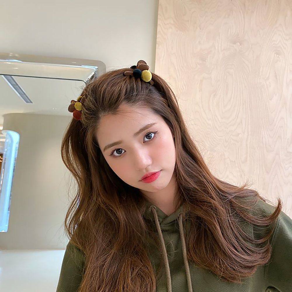 Kẹp tóc lông nhung hình học nhiều màu dễ thương phong cách Hàn Quốc cho nữ