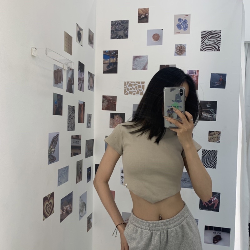 SP001025 Áo Alexis Nâu Tiệm Mềm Croptop
