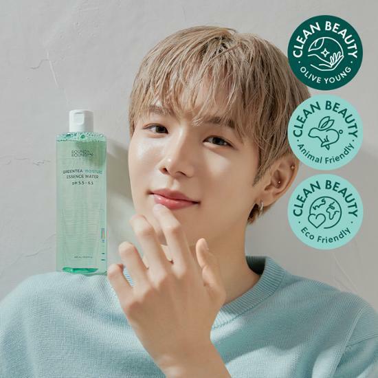 Toner essence cấp ẩm phục hồi da ROUNDAROUND Greentea Essence Water 400mL