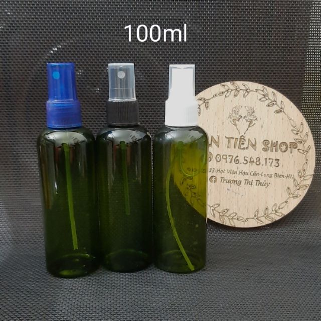 Chai nhựa xanh 100ml đầu xịt phun sương