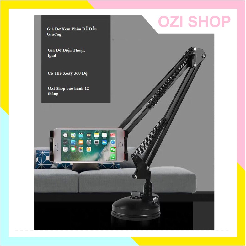 Giá Dỡ Điện Thoại, Ipad, Kẹp Điện Thoại Xem Phim,Kẹp Đầu Giường, Bàn Xoay 360 Độ