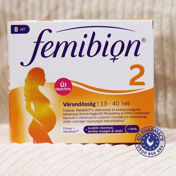 Femibion 2 - Sản xuất tại Đức - Hộp 8w - Dành cho giai đoạn sau 12w đến lúc sinh