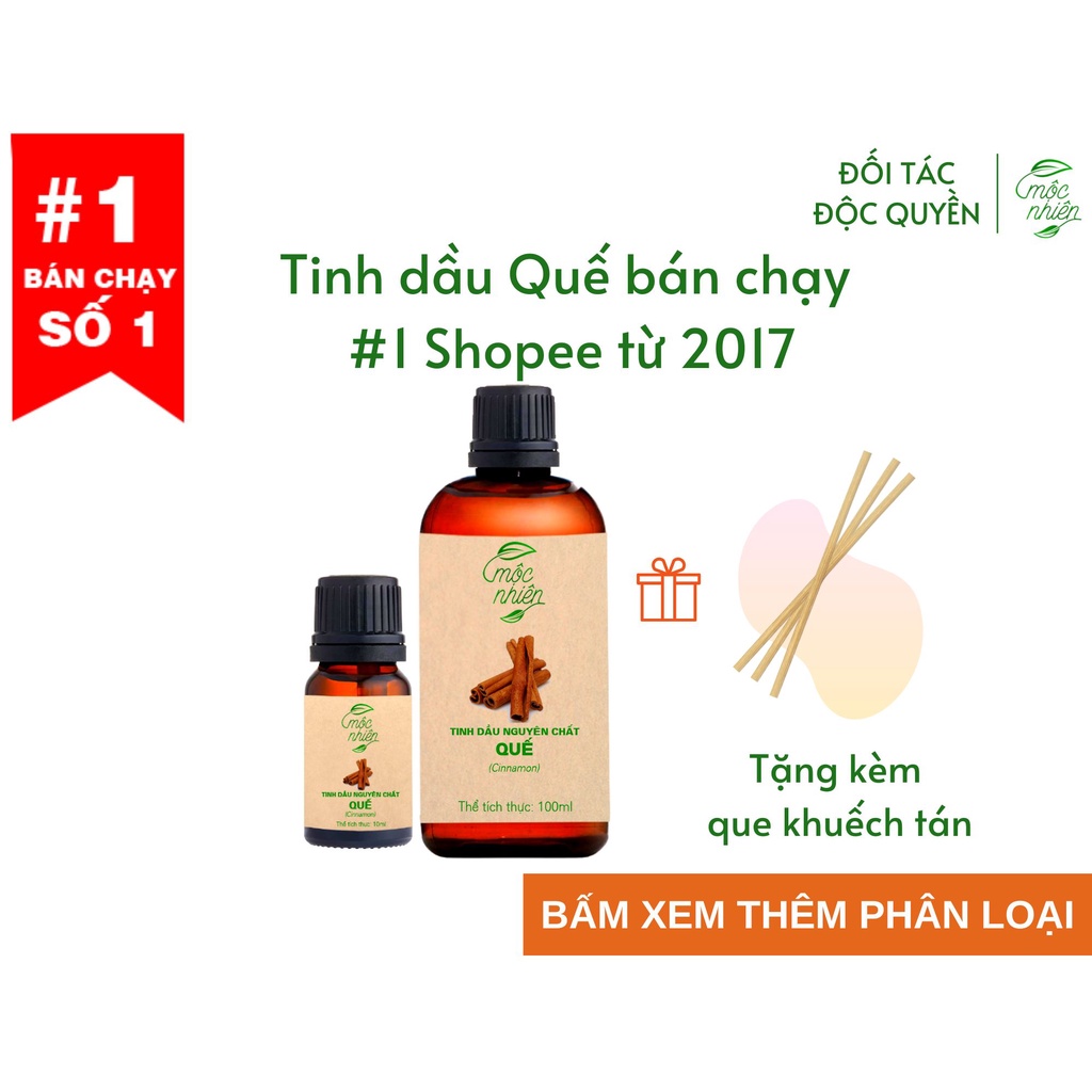 Tinh dầu Quế Mộc Nhiên nguyên chất có kiểm định 10ml, 100ml tặng kèm que khuếch tán