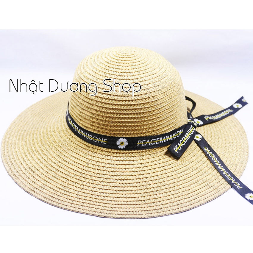 [ FREESHIP ] Mũ cói NƠ TO vành rộng 10 cm, vòng đầu 57 cm - chất liệu vải cói đẹp thích hợp cho chị em phụ nữ