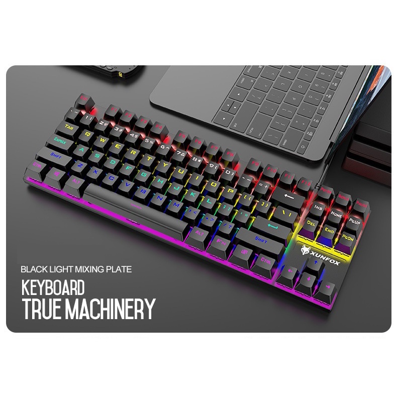 Bàn Phím Cơ Gaming K80 LED RAINBOWSChế Độ Nháy Cực Đẹp, Phím CƠ Gõ Siêu Đã, Thiết Kế Nhỏ Gọn Dùng Cho Máy Tính, Laptop