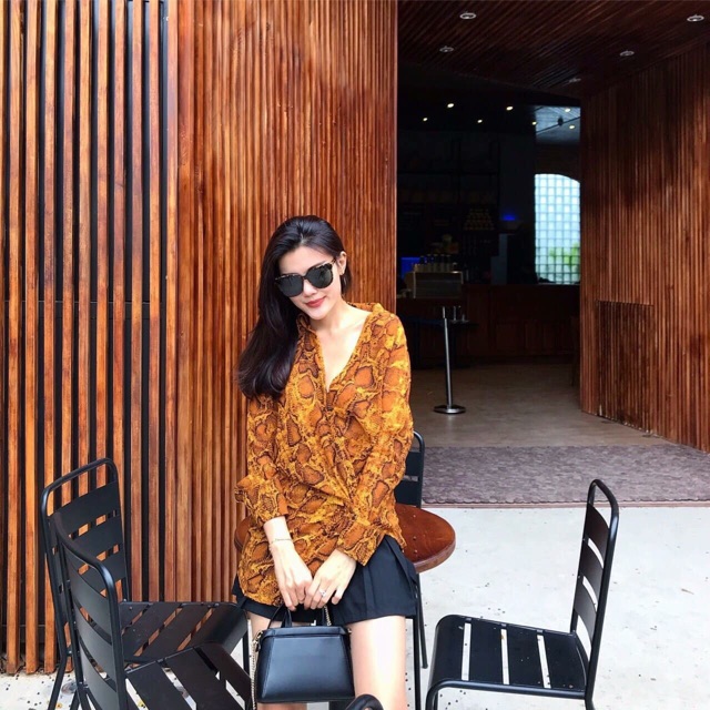 SET ÁO SƠMI DA RẮN + CHÂN VÁY XẾP LY