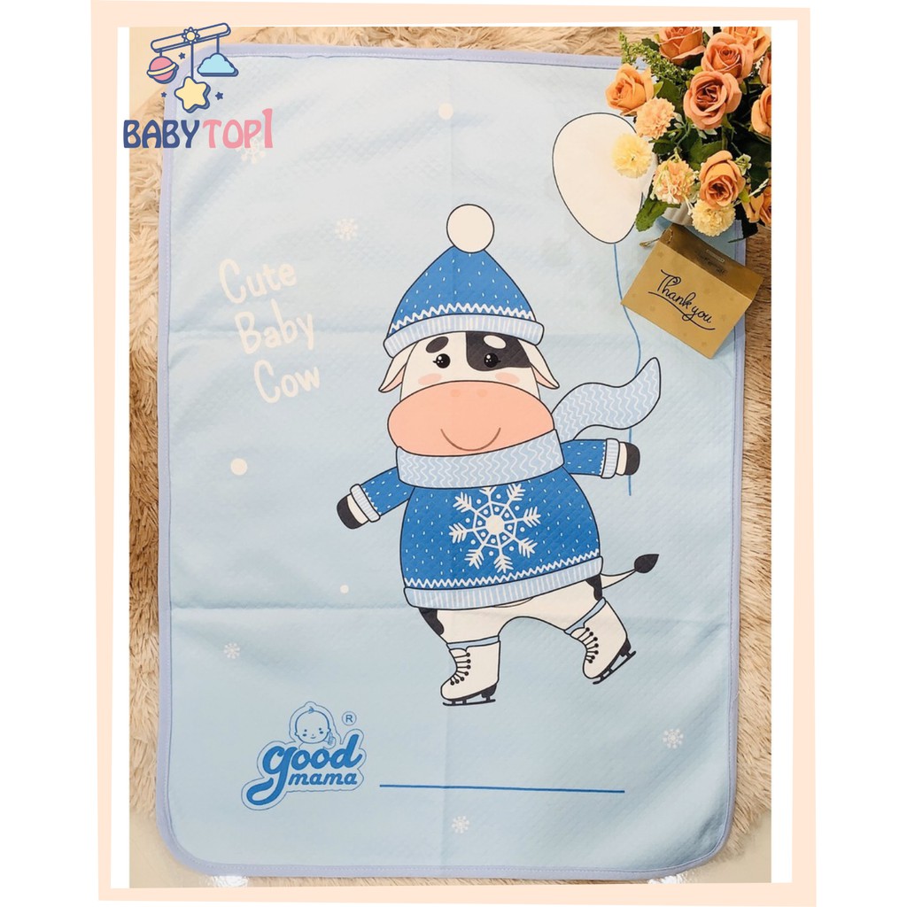 Miếng lót chống thấm [ Hàng Cao Cấp GOOD MAMA ] 50 x 70 cm, Tấm lót chống thấm cho bé hoạ tiết dễ thương, an toàn cho da